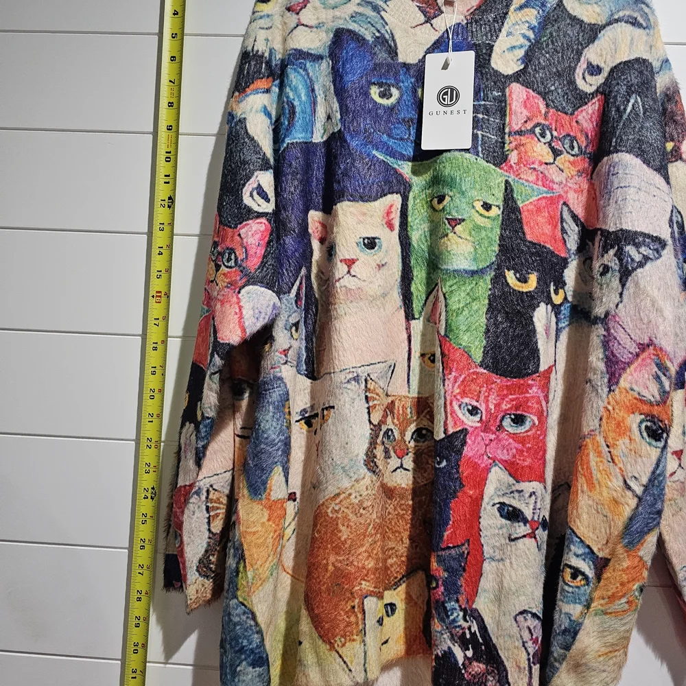 Gunest Colorful Cat Pattern Sweater - Picture 4 of 5